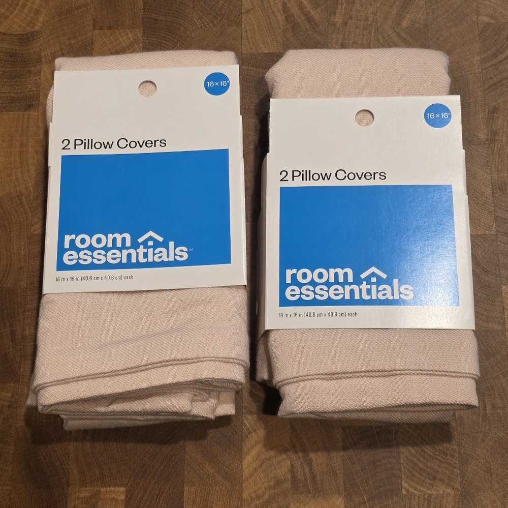 2 Sets Of 2 Room Essentials Light Pink 16"x16" Pillow Covers